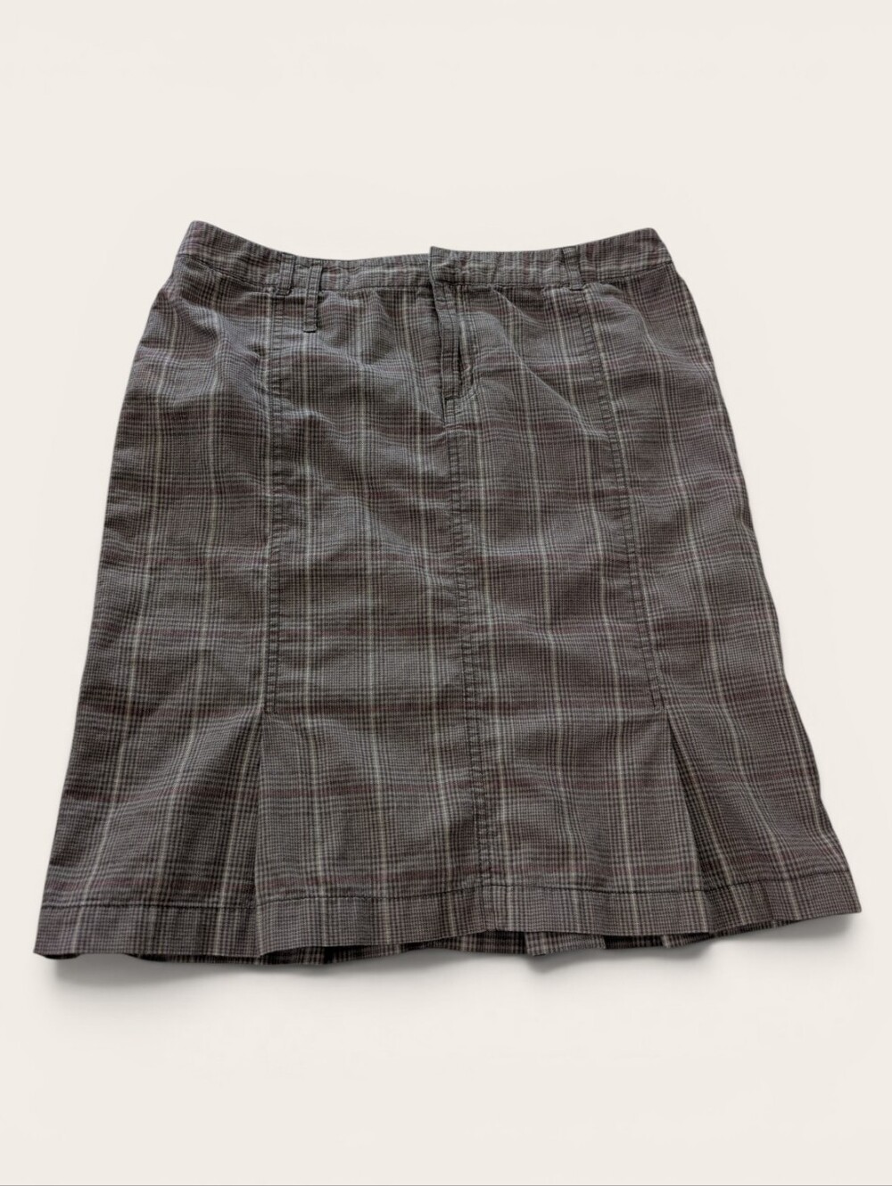 Y2K American Eagle Pleated Cotton Skirt Size 8 Plaid Tan Preppy Academia Soft